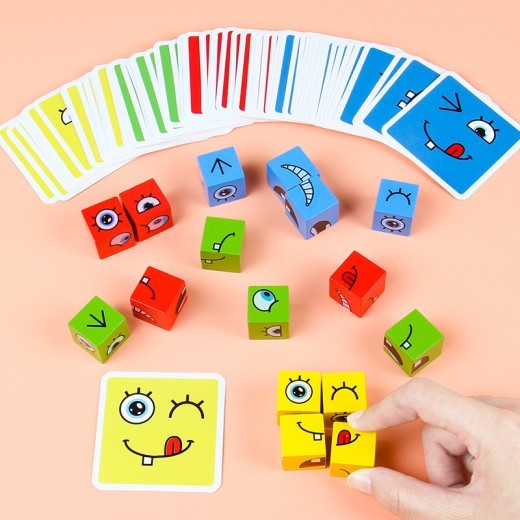Children's Face Changing Rubik's Cube Building Block Puzzle Toy