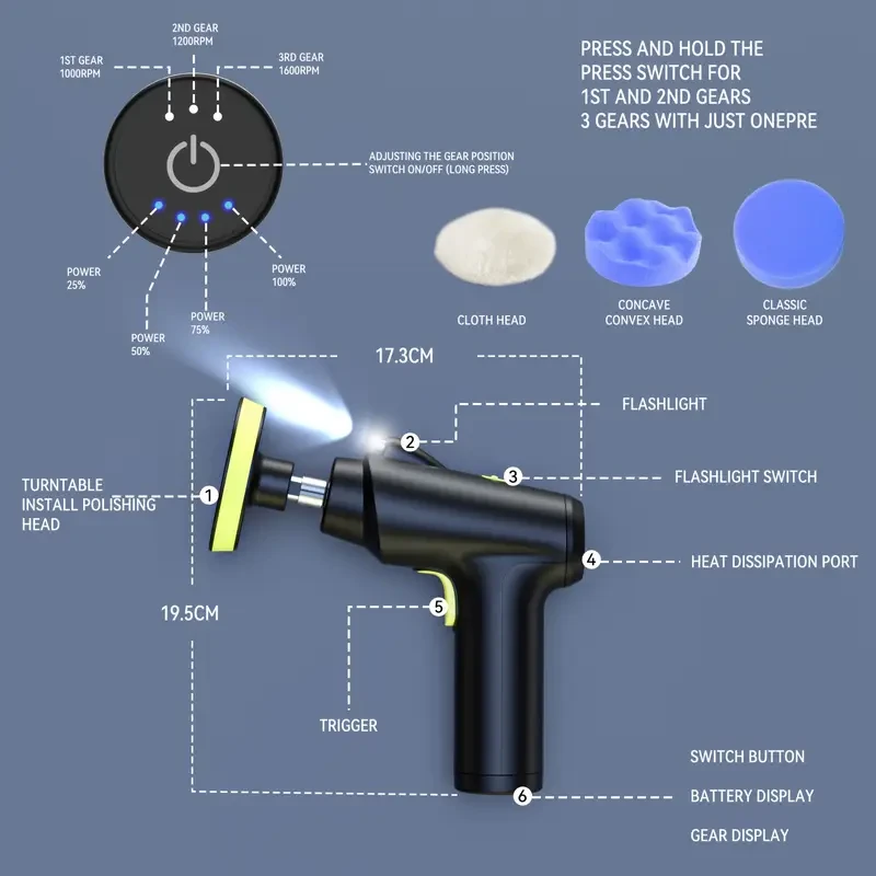 Wireless Polishing Machine with 2000mAh Lithium Battery