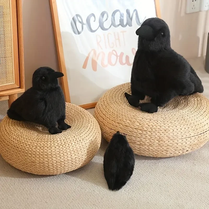 1pc Cute Black Plush Crow Toy