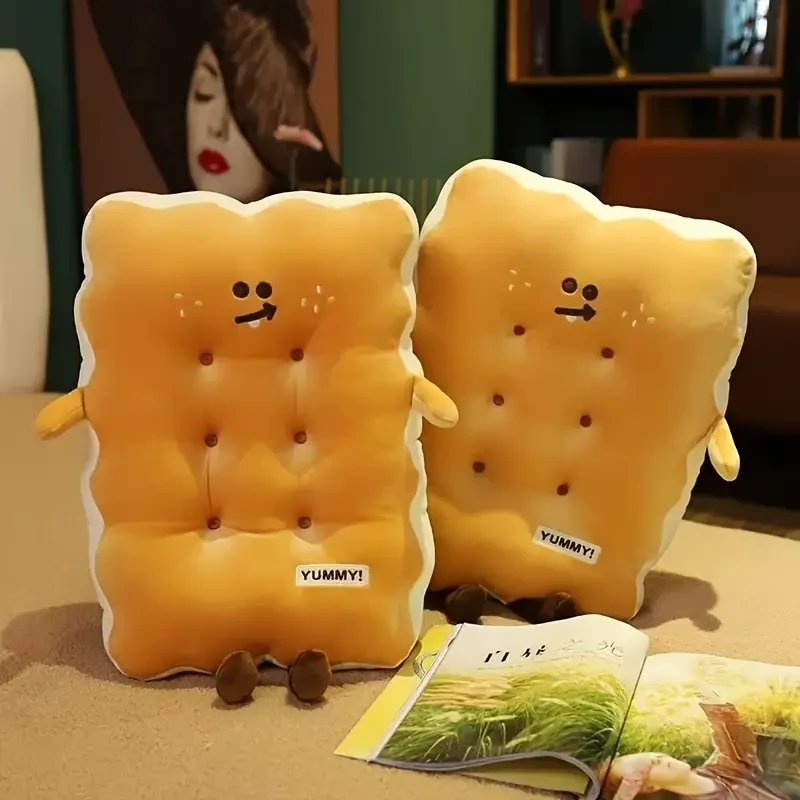 1pc Yellow Biscuit-Shaped Throw Pillow