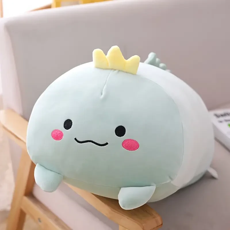 20cm Cute Light Green Plush Dinosaur with Crown