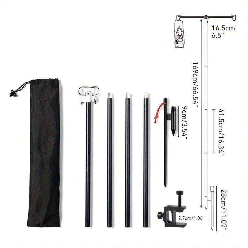 WESTTUNE Camping Lamp Stand With Double Hooks