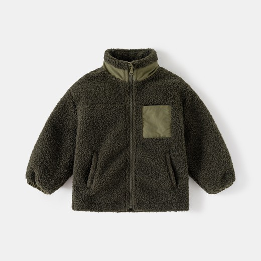 Boys' Thickening Coat Fleece Stand Collar Stitching