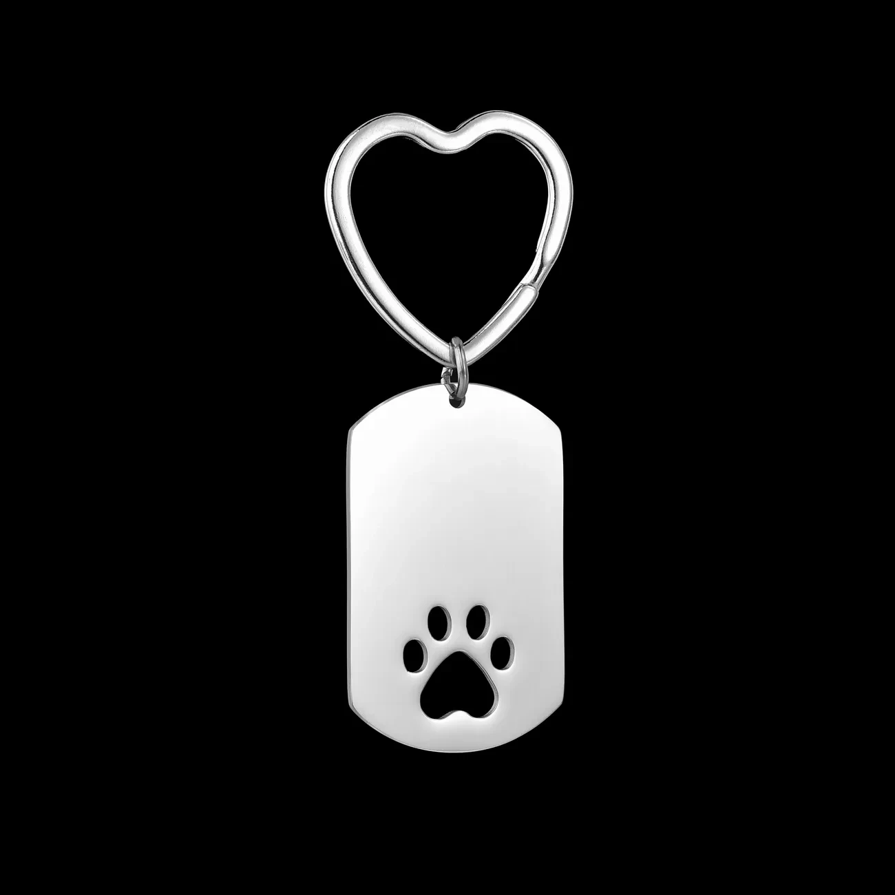 Stainless Steel Love Heart-Shaped Key Ring