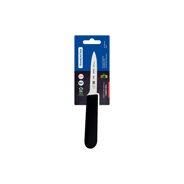 Professional Master Black Paring Knife Straight 3", 8cm - Tramontina