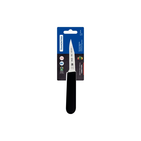 Professional Master Black Paring Knife Tappered 3", 8cm  - Tramontina