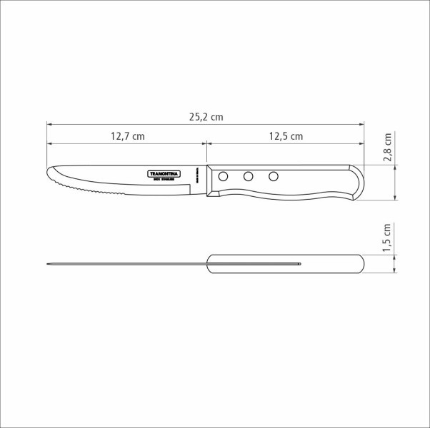 Churrasco Steak Knife Serrated Wide Blade Polywood Brown 5", 13cm - Tramontina