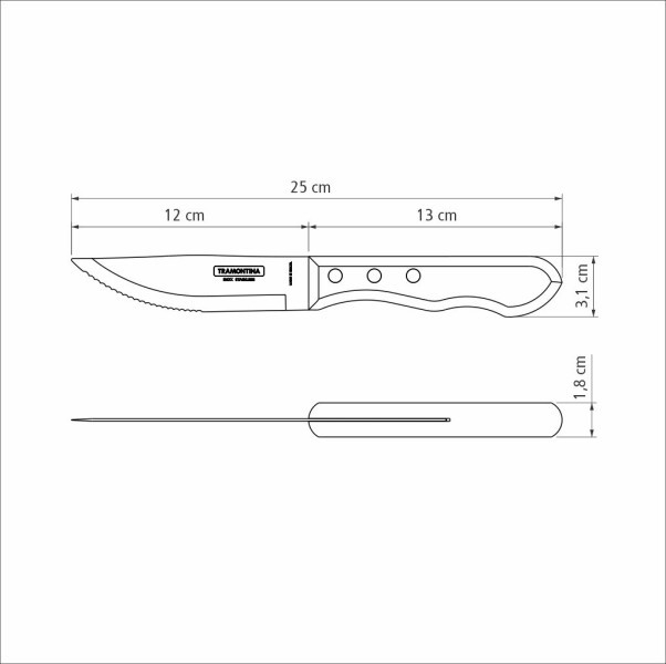 Churrasco Steak Knife Spanish 4 Piece Set 11cm Red Handles - Tramontina