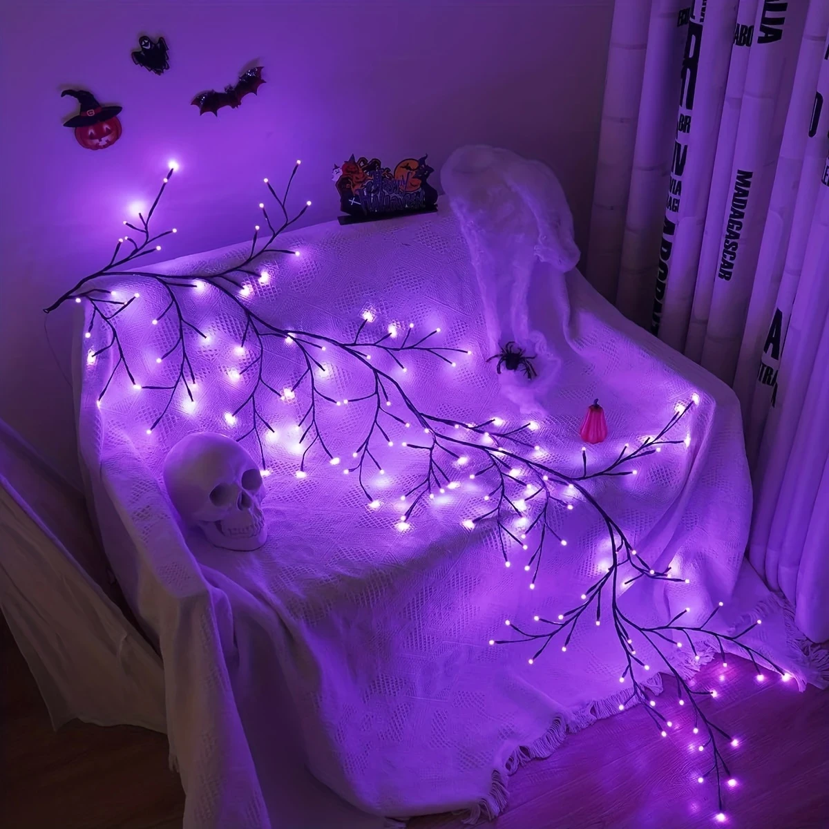 180LED Waterfall Tree Fairy Lights | 9 Drop 2m/6.65ft Indoor Garland Light, USB Plug, 8 Modes for Valentine's Day, St. Patrick's Day, and Easter Decor