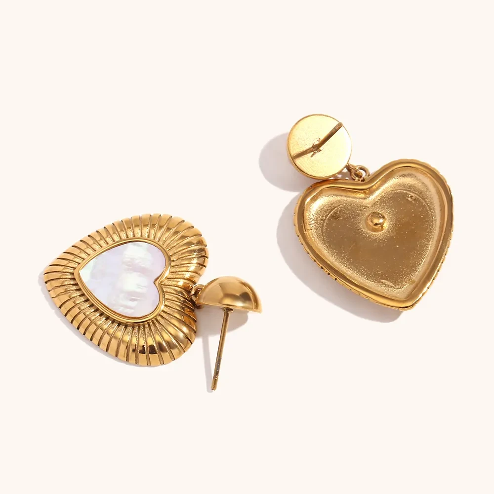 Retro Stainless Steel Gold Shell Light Earrings For Women