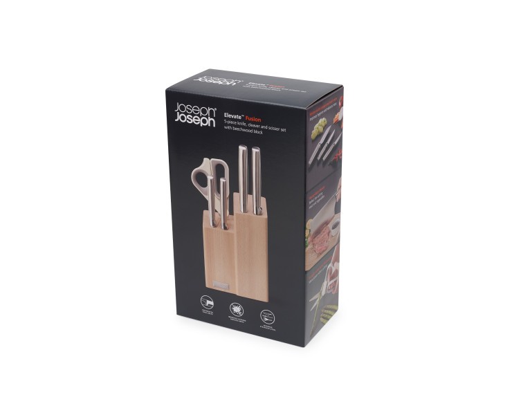 Elevate Fusion 5pc Knife & Scissor Block - Joseph Joseph