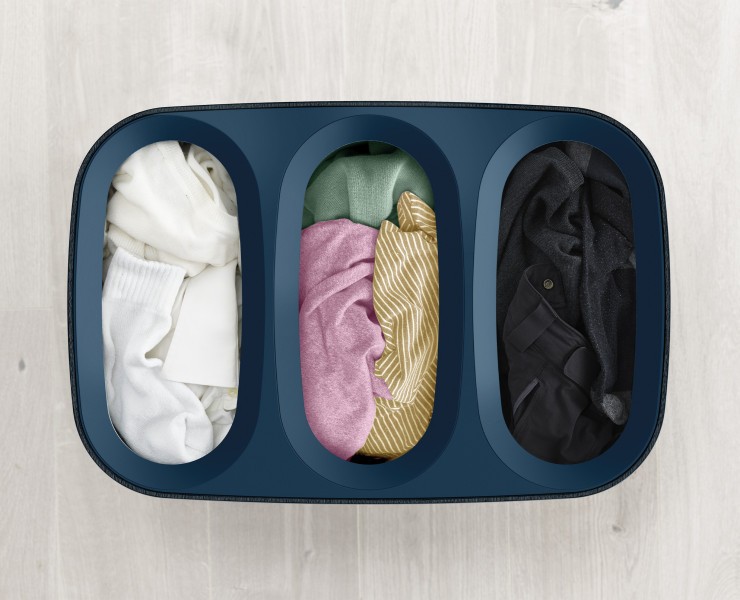 Tota Trio 90L Laundry Separation Basket - Black - Joseph Joseph