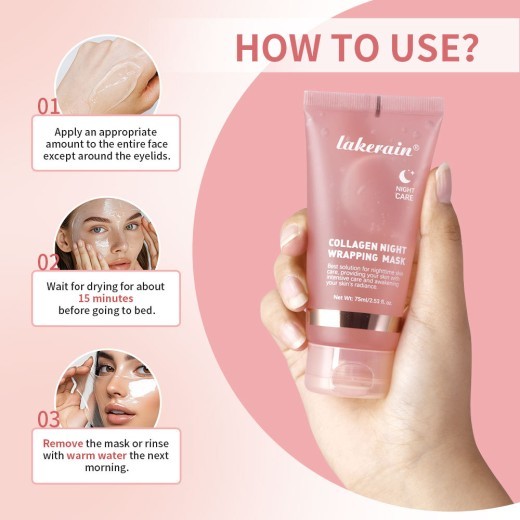 Lakerain Collagen Tear And Pull Night Cream Facial Mask Hydrating
