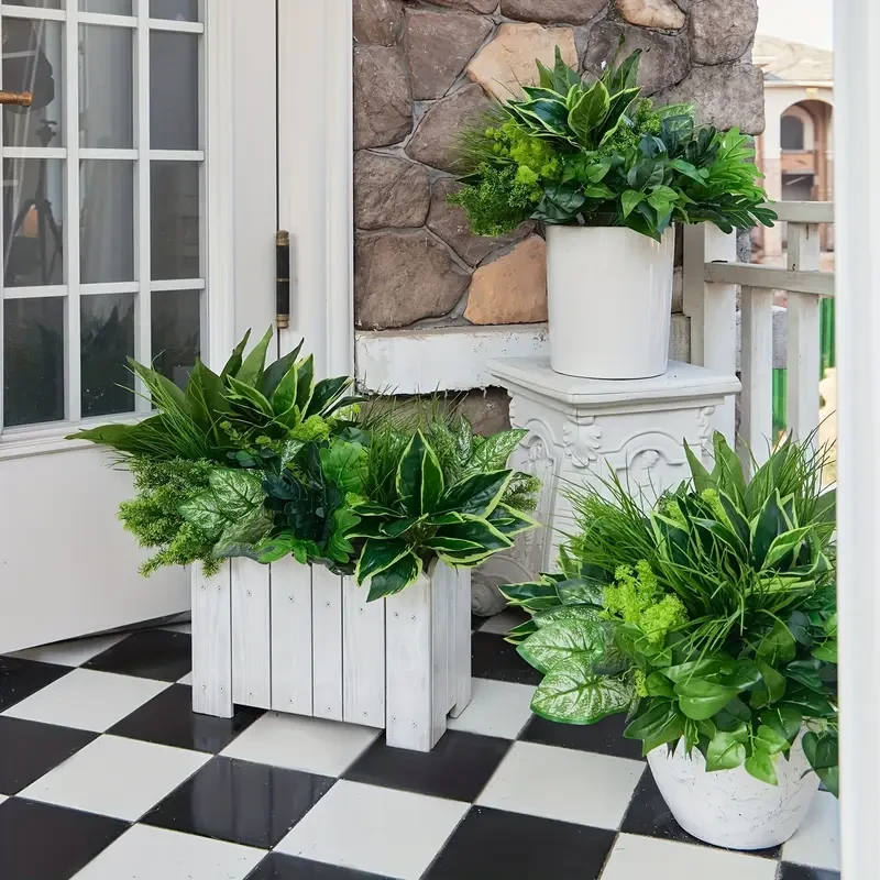 Outdoor Artificial Boxwood Anti UV Pseudo Stem Plants