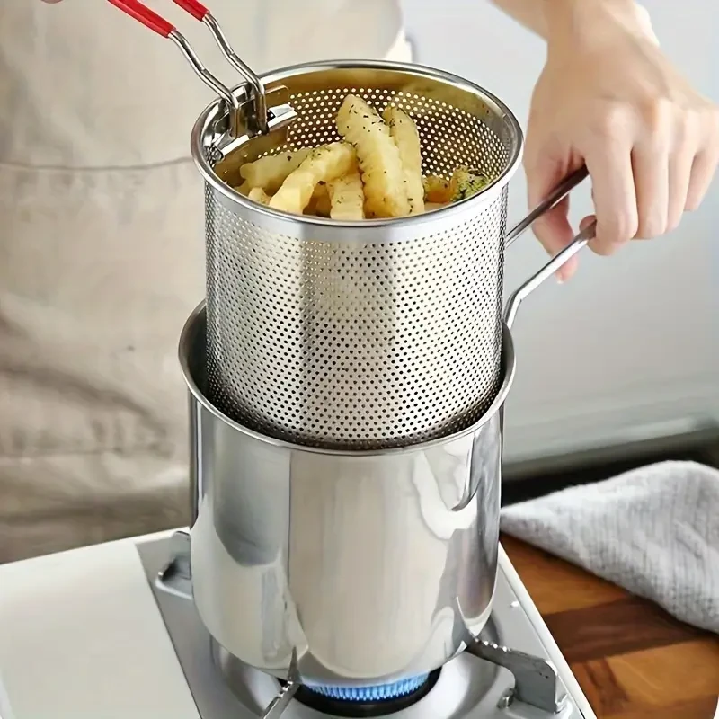 SENBOWE Stainless Steel Deep Fryer with Perforated Basket