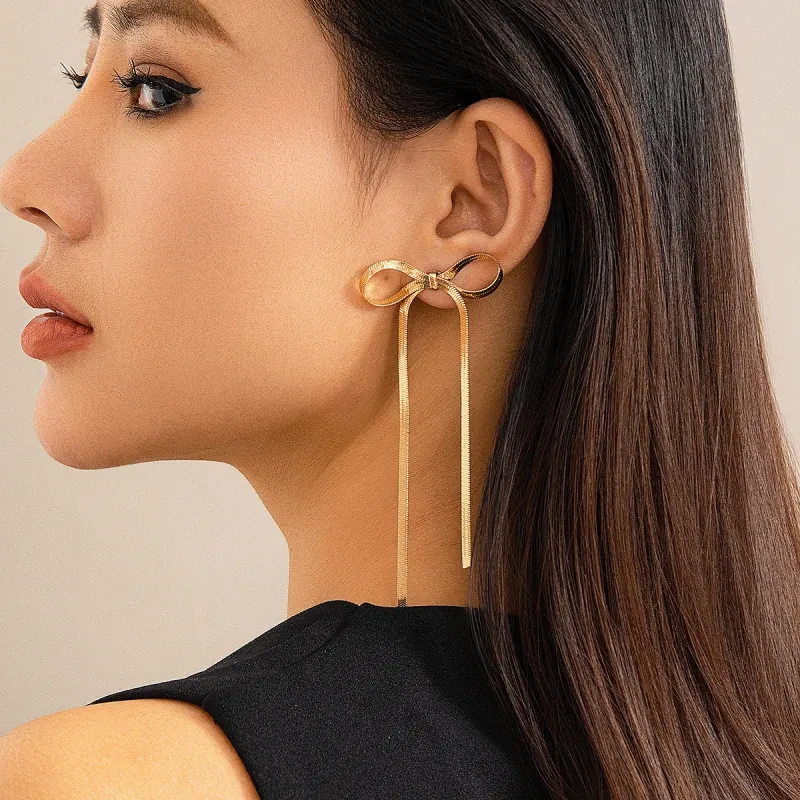 Stainless Steel Jewelry Bow Earrings