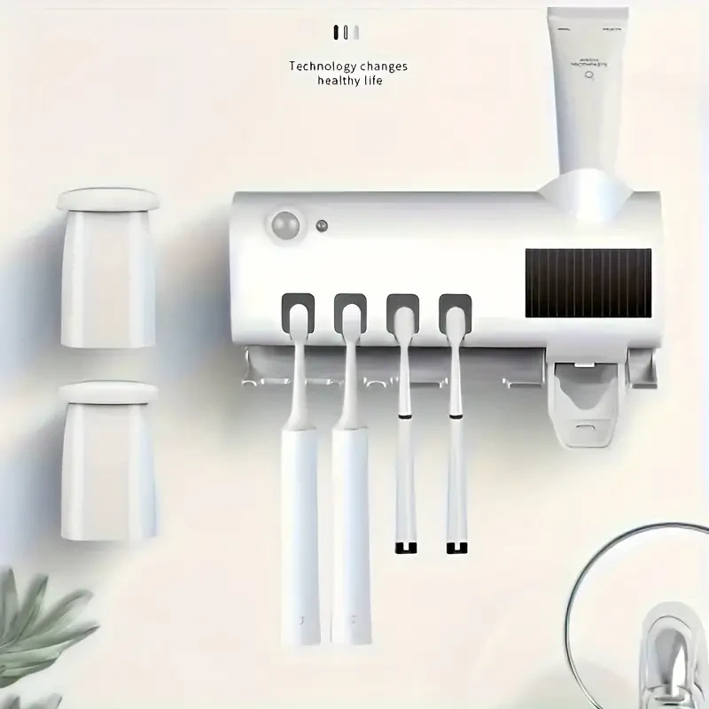 UV-Clean Toothbrush Guardian - Automatic Toothbrush Sanitizer with PIR Motion Sensor, Photocatalyst Sterilizer, Wall-Mounted Design for Germ-Free Oral Care
