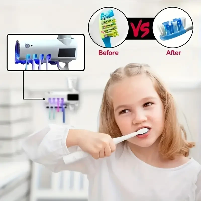 UV-Clean Toothbrush Guardian - Automatic Toothbrush Sanitizer with PIR Motion Sensor, Photocatalyst Sterilizer, Wall-Mounted Design for Germ-Free Oral Care