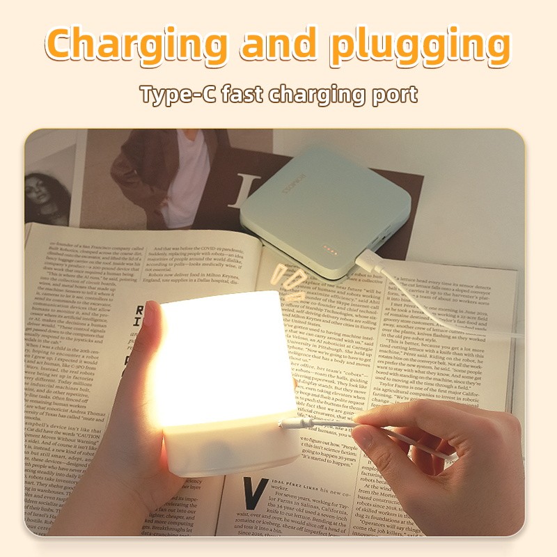 USB LED Night Lamp - Rechargeable Table Lamp with Switch, Three Colors Lights, Touch Night Light for Kitchen, Hallway, Closet, Bedroom, Home