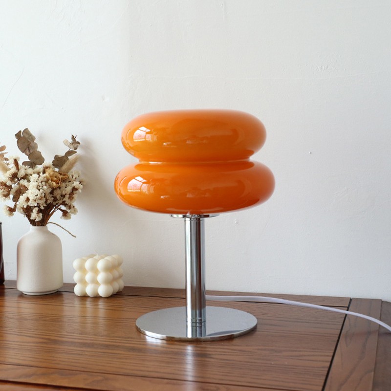 Macaron Glass Table Lamp - Trichromatic Dimming Living Room Atmosphere Lamp, Eye Protection Night Light for Girl's Bedroom Bedside Decor