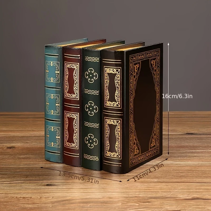 Vintage Wooden Storage Box with Ornate Book Design
