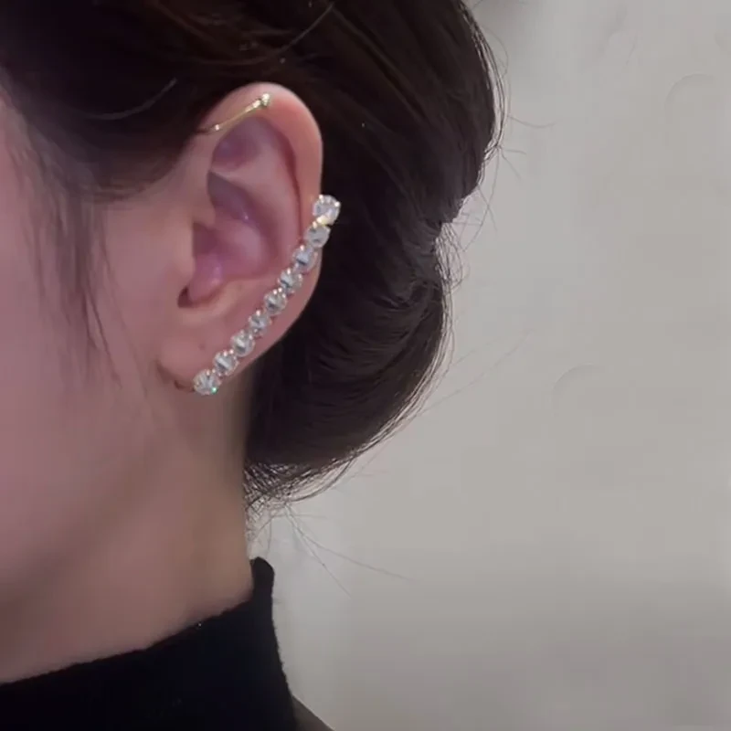 Super Flash Zircon Ear Clips And Ear Studs Female Special-interest Design