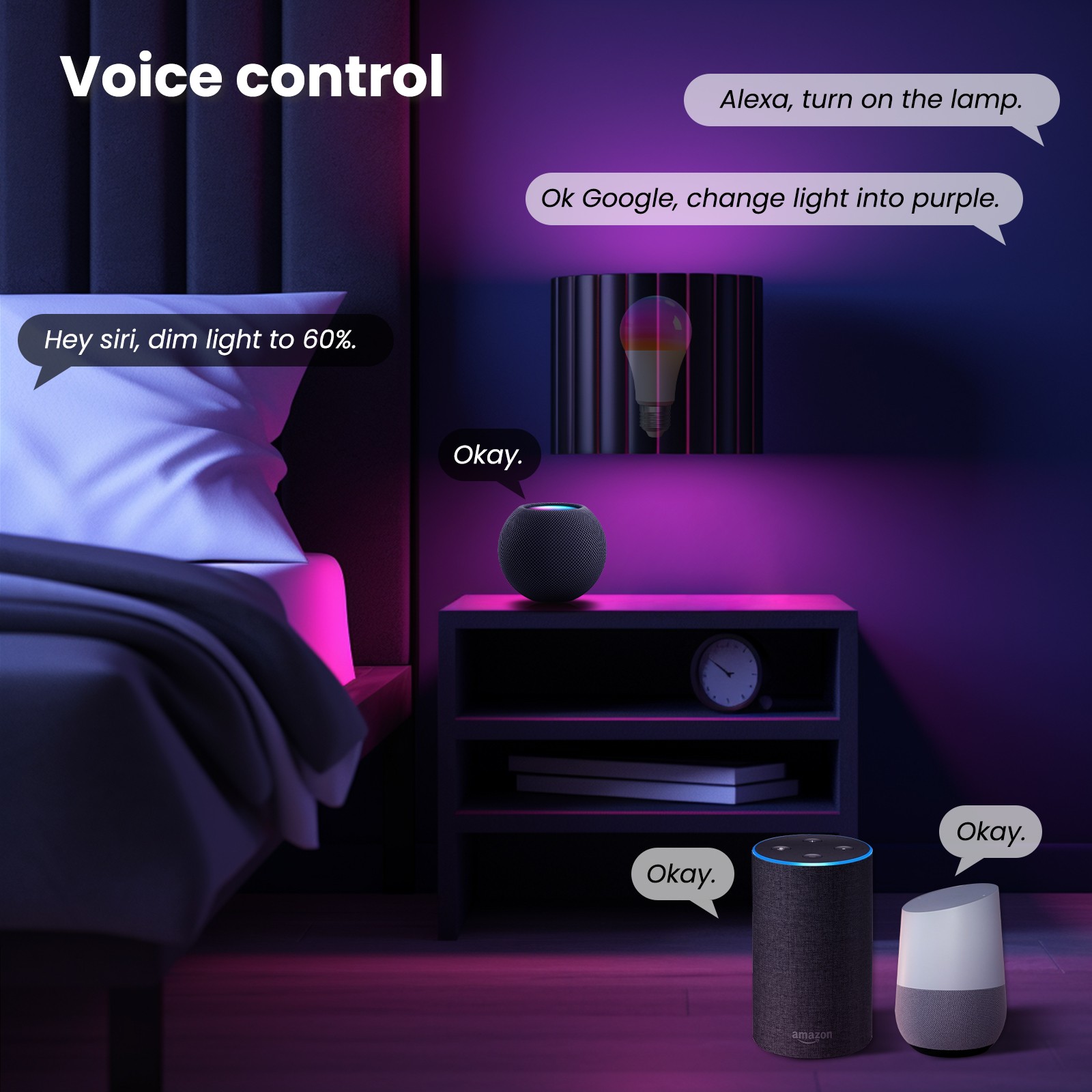 MOES Tuya Matter WiFi Smart Bulb - Dimmable LED Light with 16 Million RGB Colors, E27 Bubble Light, Voice Control via Alexa and Google Home