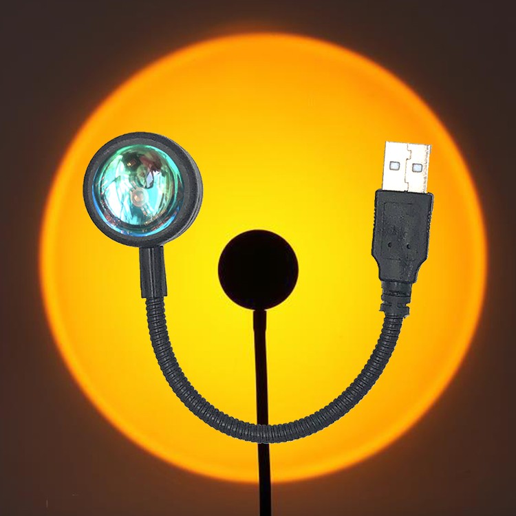 USB Sunset Projection Lamp - Rainbow Atmosphere Night Light for Photography, Selfie, Coffee Store, Live Wall Decoration