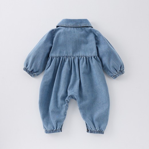 Cute Lapel Denim Rompers Jumpsuit