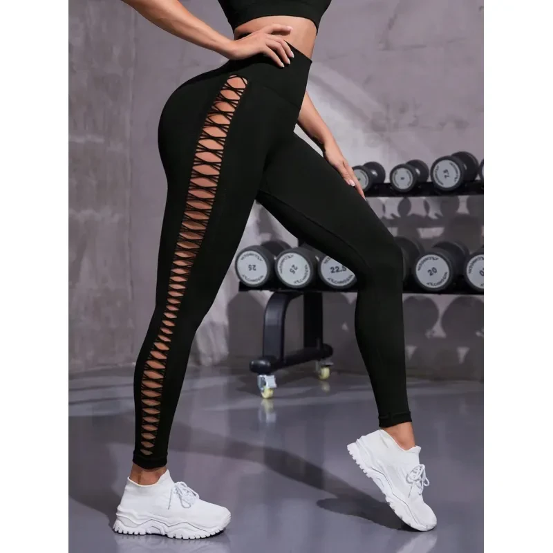 Hollow Tie Dye Printed Yoga Pant Slim Pants For Women