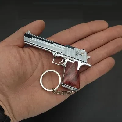Solid Wood Handle Metal Model Toys Keychain Pendant