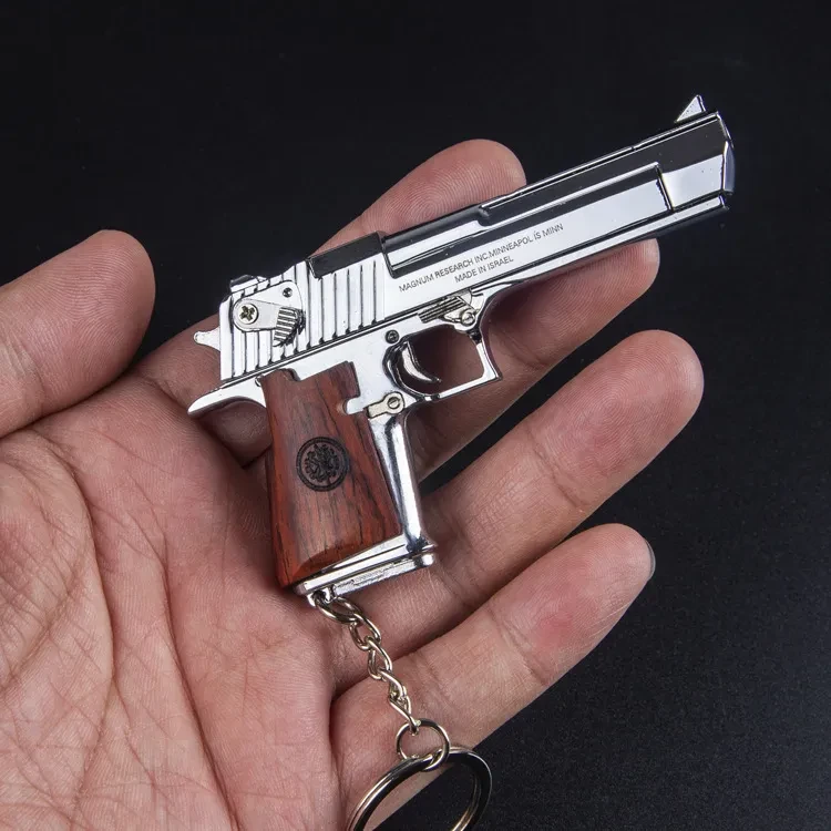 Solid Wood Handle Metal Model Toys Keychain Pendant