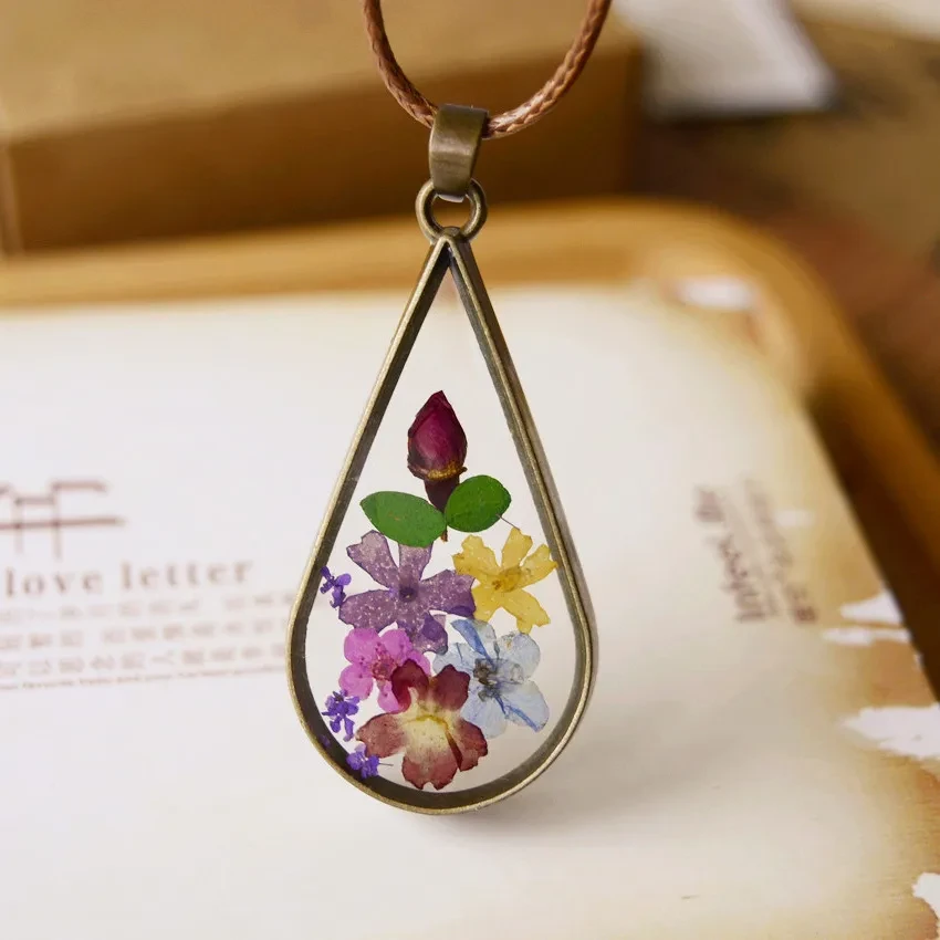 Vintage Natural Dried Flower Necklace Sweater Chain
