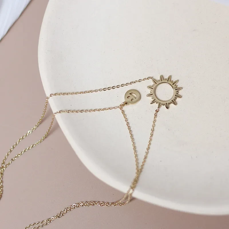 Sunflower smiley face pack double stack necklace