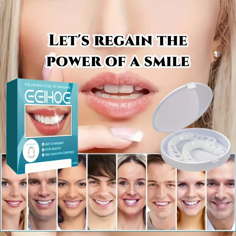 2 Sets Of EELHOE Adjustable Quick-button Dentures