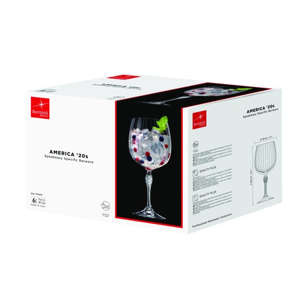America 20's Gin 750ml - Set 4  - Bormioli Rocco