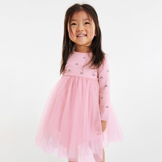 Cute Autumn Mesh Girl's Long-sleeved Dress