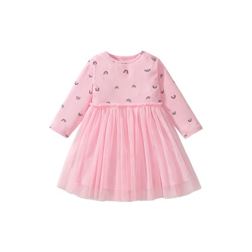 Cute Autumn Mesh Girl's Long-sleeved Dress
