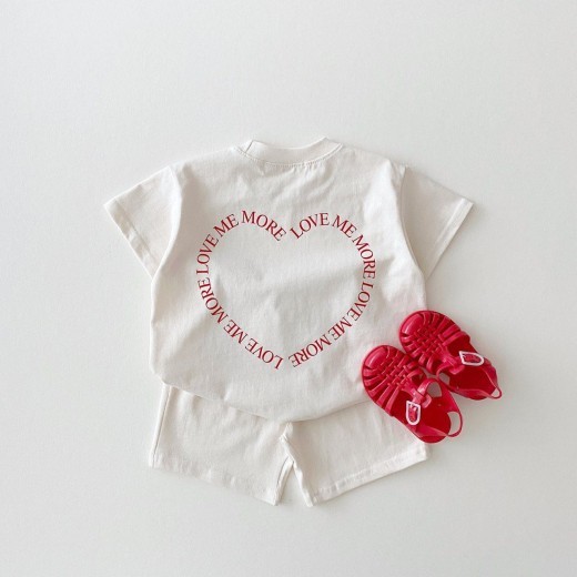 Boys And Girls Heart Shape Printed Pure Cotton Suit