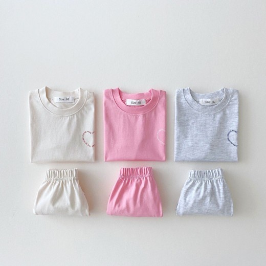 Boys And Girls Heart Shape Printed Pure Cotton Suit