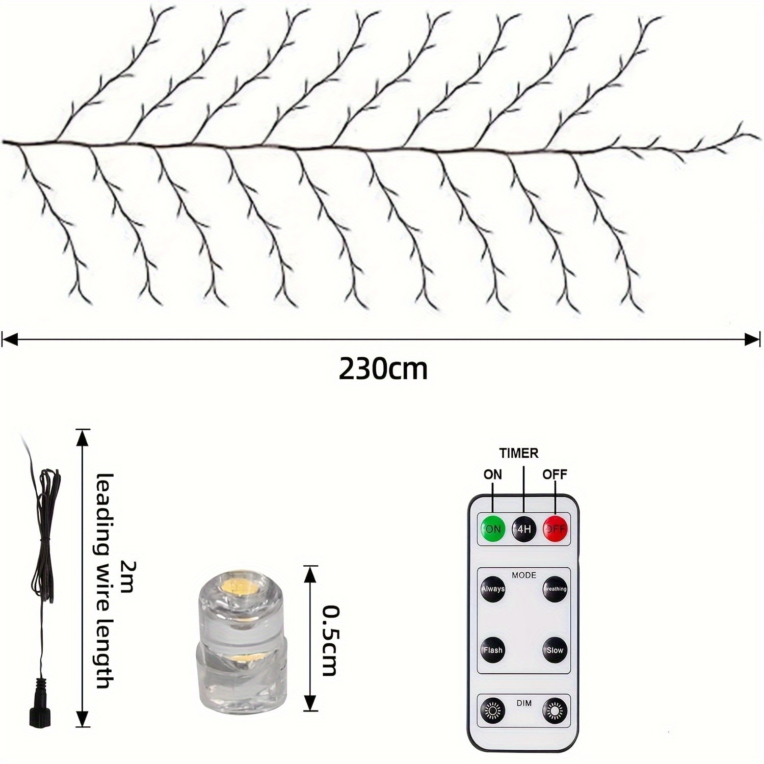 Set Of 144 LED Bendable Willow Vine Lights USB Powered with Remote Control, 8 Modes, Indoor and Outdoor Decorative Lights