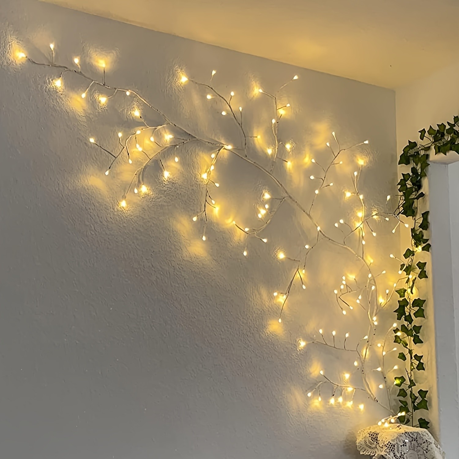 Set Of 144 LED Bendable Willow Vine Lights USB Powered with Remote Control, 8 Modes, Indoor and Outdoor Decorative Lights