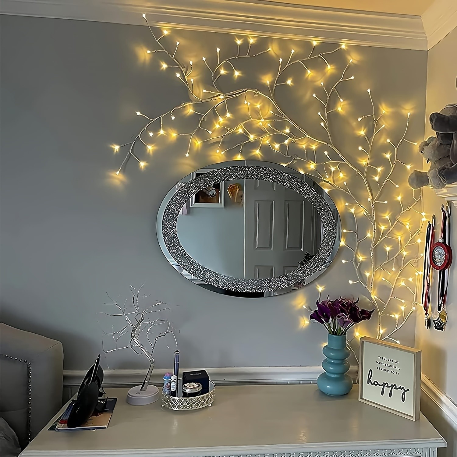 Set Of 144 LED Bendable Willow Vine Lights USB Powered with Remote Control, 8 Modes, Indoor and Outdoor Decorative Lights