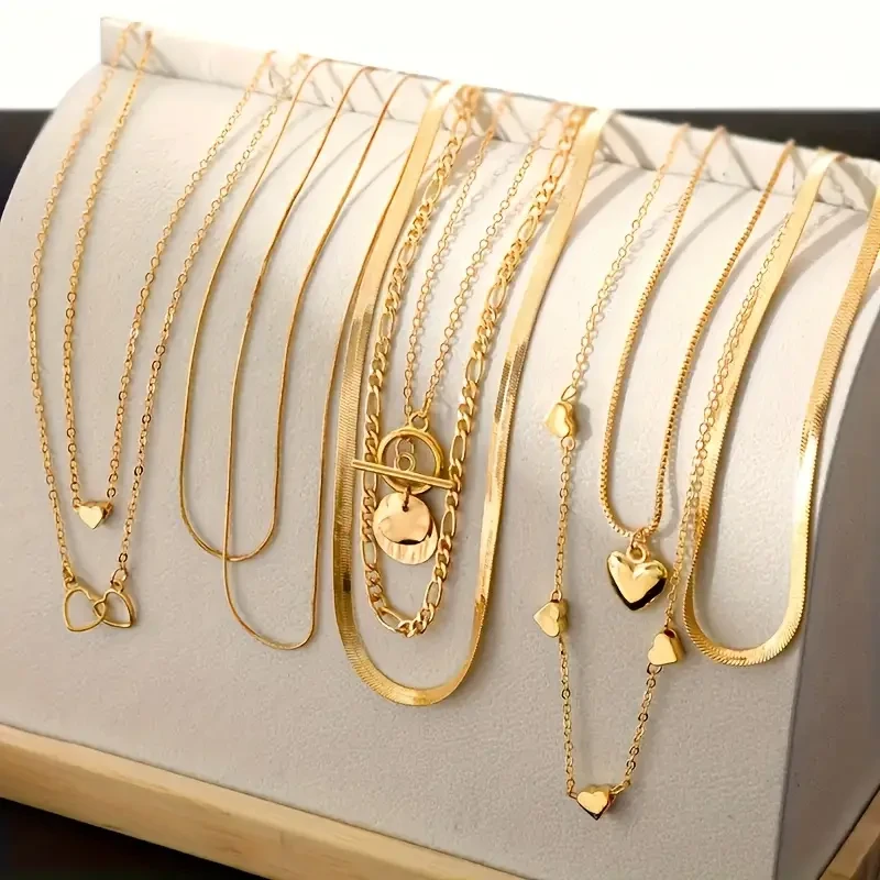Punk Multi-Layer Flat Snake Chain Necklace Set