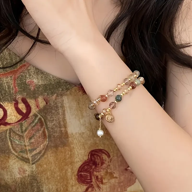 Vintage-Inspired Double Layer Copper Beaded Bracelet