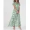 Flowers Print Short Sleeve Dress Summer Fashion Ruffle Beach Dresses Women's Clothing