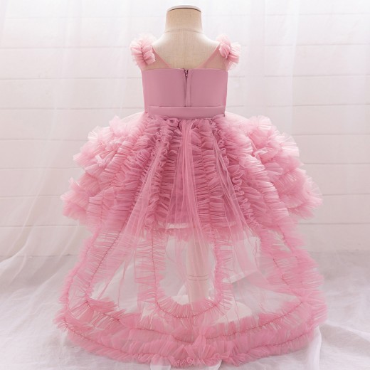New Children's Sleeveless Mesh Long Dress