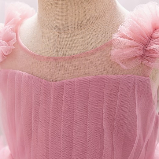 New Children's Sleeveless Mesh Long Dress