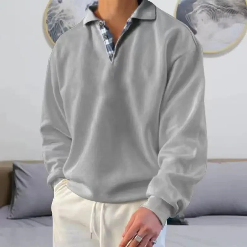 Long Sleeve V-neck Men's Lapel Loose Hoodie Men's Wear