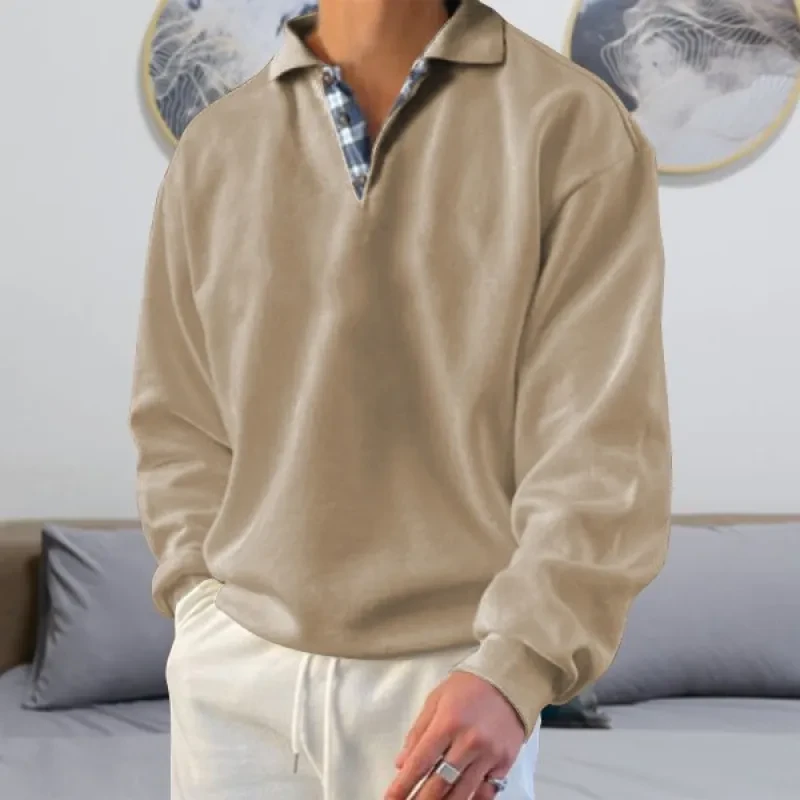 Long Sleeve V-neck Men's Lapel Loose Hoodie Men's Wear